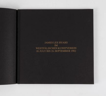 LEE BYARS (James).
Munster, in Westfämischen kunst