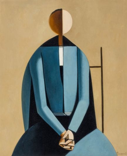 杜伊利奥（杜贝）·巴纳贝
（意大利，1914-1961）
《坐姿人物：黄色背景》，约1957年
布面
