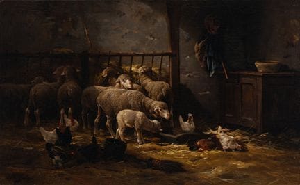 Charles Émile Jacque
(Francés, 1813-1894)
Interior