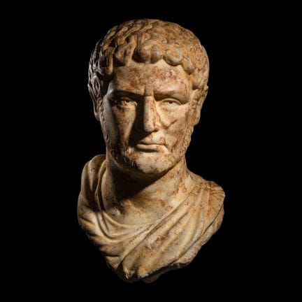 Testa ritrattistica maschile in marmo romano
Perio