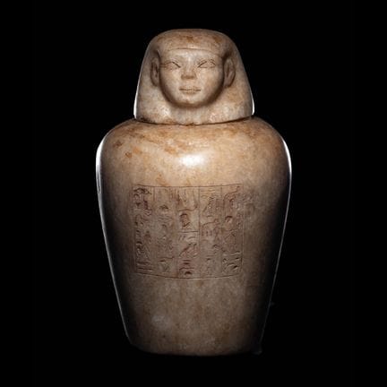 Vaso canopo egizio in alabastro
Nuovo Regno, XVIII
