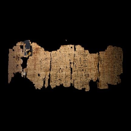 Fragment de papyrus égyptien comportant des hiérog