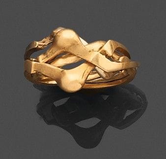 Ring aus 750er Gold in Zweifarbausführung mit vier