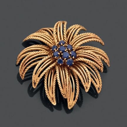 Revers-Clip aus 750er Gelbgold, teilweise graviert