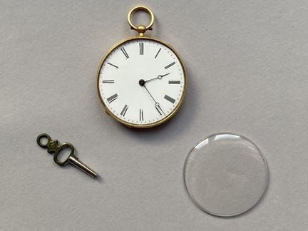 Orologio da tasca in oro giallo 750, fondello guil