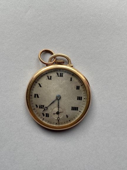 Orologio da tasca in oro giallo 585 millesimi, fon
