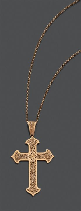 Collana articolata in oro giallo 585 con ciondolo 