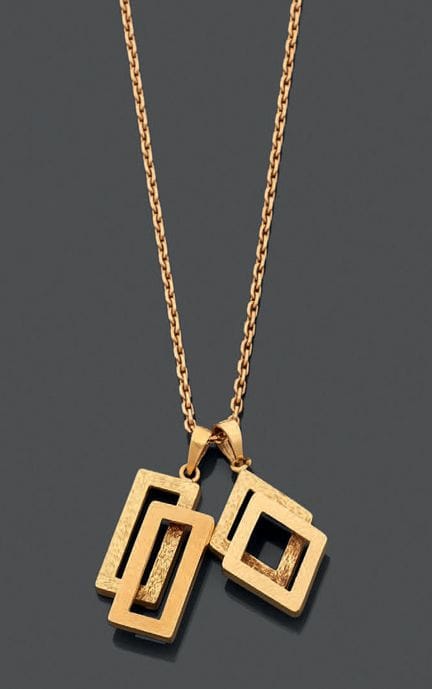 Collana articolata in oro giallo 750 con due ciond