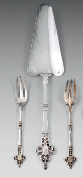 Juego de cubiertos para pasteles de plata de ley 9
