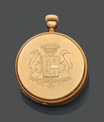 Orologio da tasca in oro giallo 750, fondello guil