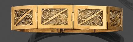 Starres Armband aus 750er Gelbgold mit rechteckige