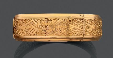 Bracciale rigido articolato e apribile in oro gial