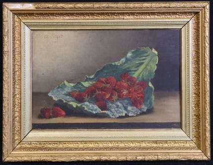 Ch. PITARD（19世纪-20世纪）《草莓》 布面油画，左上角署名并标注1882年，31 x 