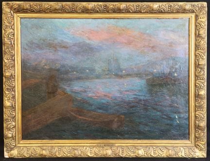 保罗·路易·梅斯特拉莱（1886-？）《港口的夜晚》 布面油画，右下角签名，60 x 81 厘米