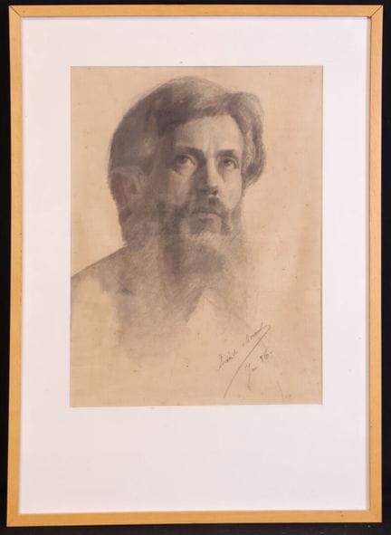 蕾妮·德·米尔蒙（1868—1918）《男子肖像》 炭笔画，右下角署名并标注日期“86”，54×38