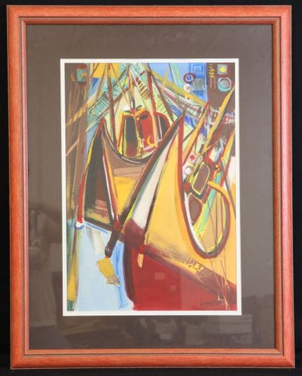 杜拉诺兹《小船》 纸本油画，右下角签名并标注日期“84”。49 x 33 厘米