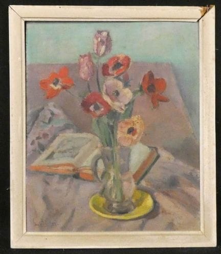 爱德华·朱利安（1883-1966）《罂粟花束》 木板油画，左下角签名 46 x 38 厘米