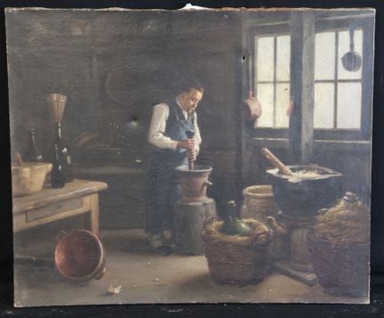 20世纪法国画派《药剂师》 布面油画，带有自然斑痕 50 x 61 厘米