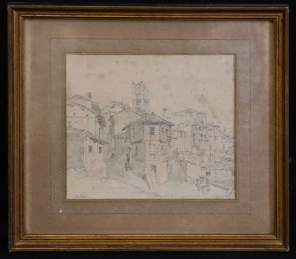 20世纪初法国画派作品《阿尔比风光》 左下角标有铅笔签名 13 x 15 厘米（有小孔）