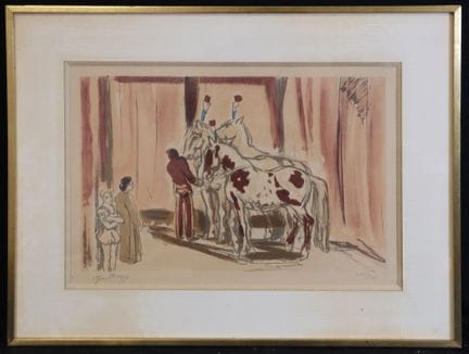 伊夫·布雷耶（1907-1990）《马戏团后台》石版画，左下角签名，右下角编号189/200，30×