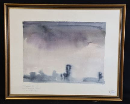 琳·利穆兹（XX°）《爱之鸟》水彩画，右下角签名，左下角标有标题及注释，47 x 59 厘米（纸张尺