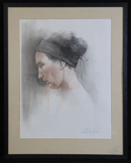 乔弗雷（20世纪）《侧面女子》 三支铅笔画，右下角署名 57 x 44 厘米