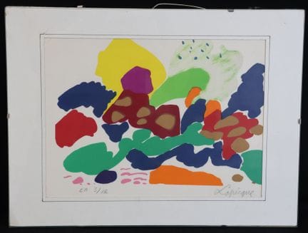 查尔斯·拉皮克（1898-1988）《抽象构图》石版画，右下角签名，左下角标注编号“艺术家试印版 3