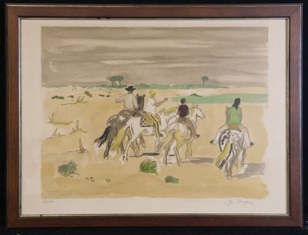 伊夫·布雷耶（Yves BRAYER，1907-1990）《卡马格的骑手》 石版画，右下角有签名，左