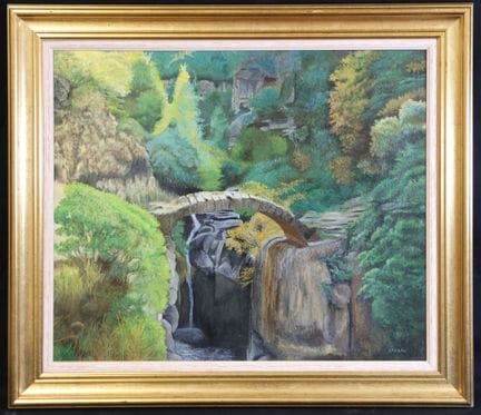 Y. ICHARD  （20世纪）《石桥》 粉彩与油性铅笔画，右下角签名，55 x 65 厘米