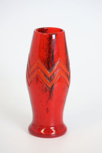 LEGRAS Vaso in vetro marmorizzato rosso e nero con