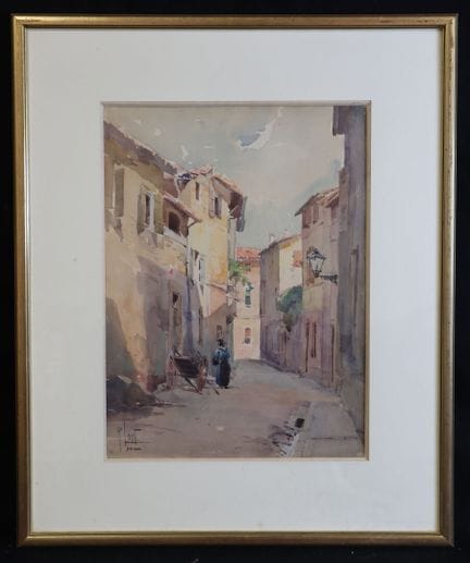 René LEVERD (1872-1933) "Avignon" Aquarelle et gou