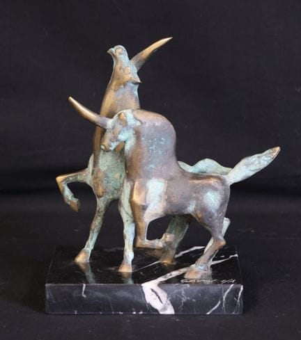 Ivaylo SAVOV (XX°) "Unicorns in Love" Bronzo patin