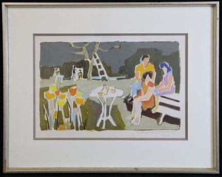 Louis CROS (1920-2009)  "Merenda davanti a un'aiuo