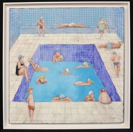 Thomas BOSSARD (1971) "The Swimming Pool" Oil on c