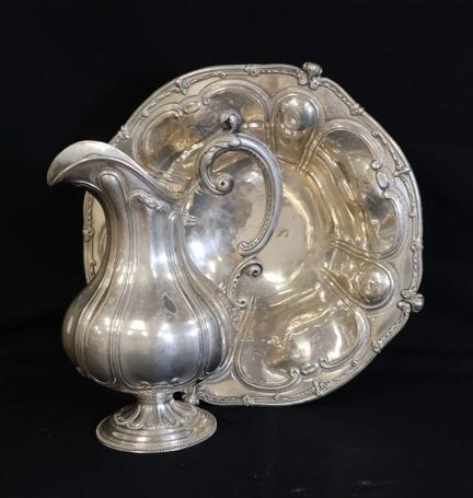 Jarra y cuenco de plata (sello de Minerva 950/00) 