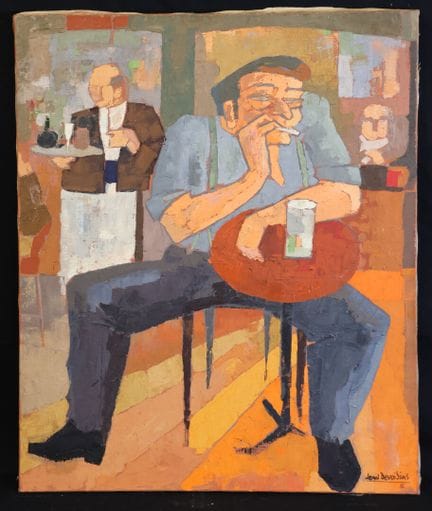 Jean DEVOISINS (1920–2008)  "The Drinker, 1982" Oi