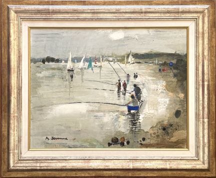 Michel JOUENNE (1933-2021)  «La pesca con caña» Ól