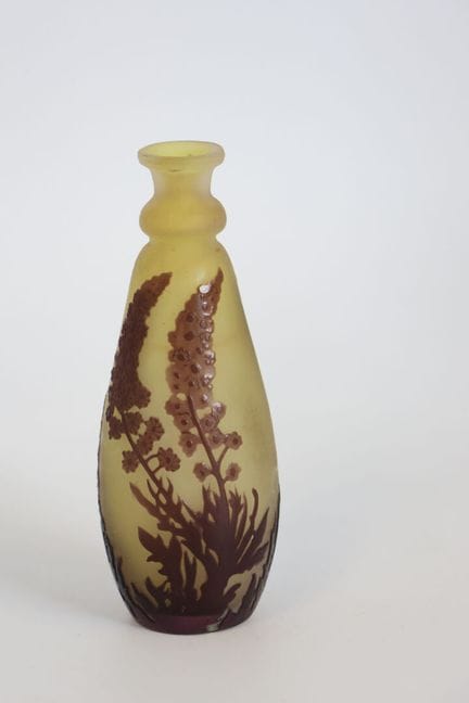 GALLE Vaso in vetro con decorazione a fiori marron