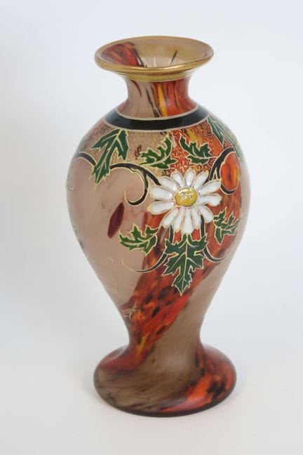 LEGRAS Vaso a balaustra in vetro marmorizzato e sm