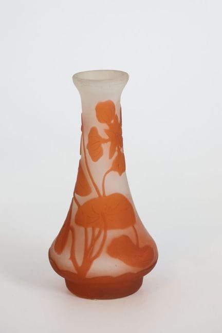 GALLE Piccolo vaso in vetro trattato con acido, co