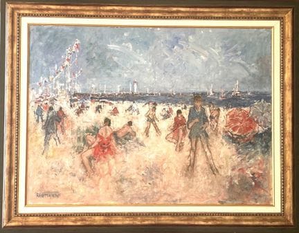 Joseph RAUMANN (1908–1999) “Beach Scene” Oil on ca