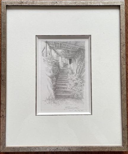 让·马里·普梅罗尔（1946）《有顶通道》 铅笔素描，右下角署名并标注1986年，可见尺寸11×14