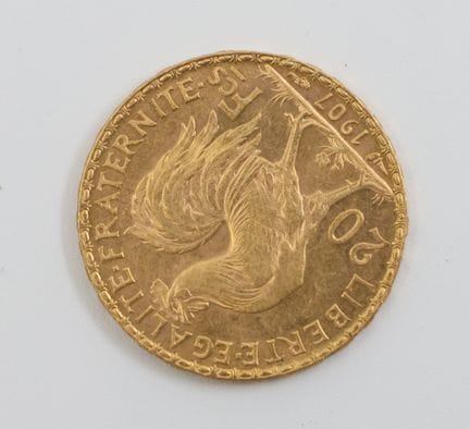 Moneda de 20 francos de oro amarillo 900/00 con el