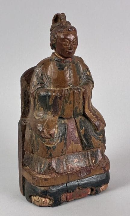 Wooden reliquary statuette from an ancient altar, 