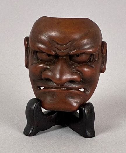 Small boxwood mask from Noh theater. Japan, 20th c