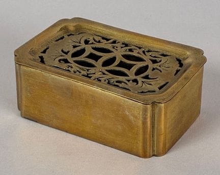 Openwork metal opium box. China, early 20th centur