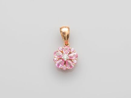 Pendentif fleur en or rose 750°/°°(18K), serti de 