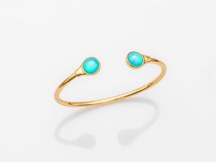 LALIQUE, bracelet rigide en métal doré, serti de v