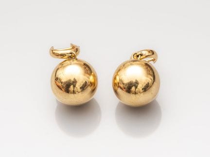 ANINE BING, pair of 585°/°° yellow gold ball earri