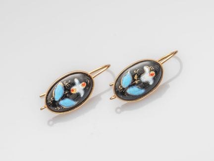Pair of 750°/°° (18K) yellow gold earrings, each s